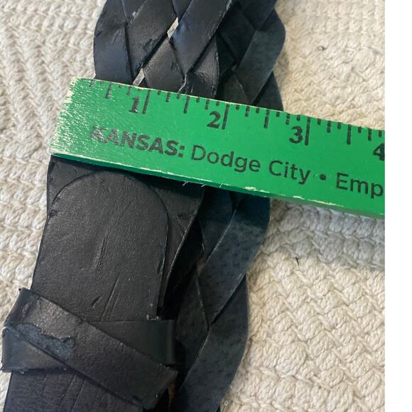 Braided Black Belt Women Medium 2010 Faux Leather, Leather Boho Festival Braided - Picture 4 of 5